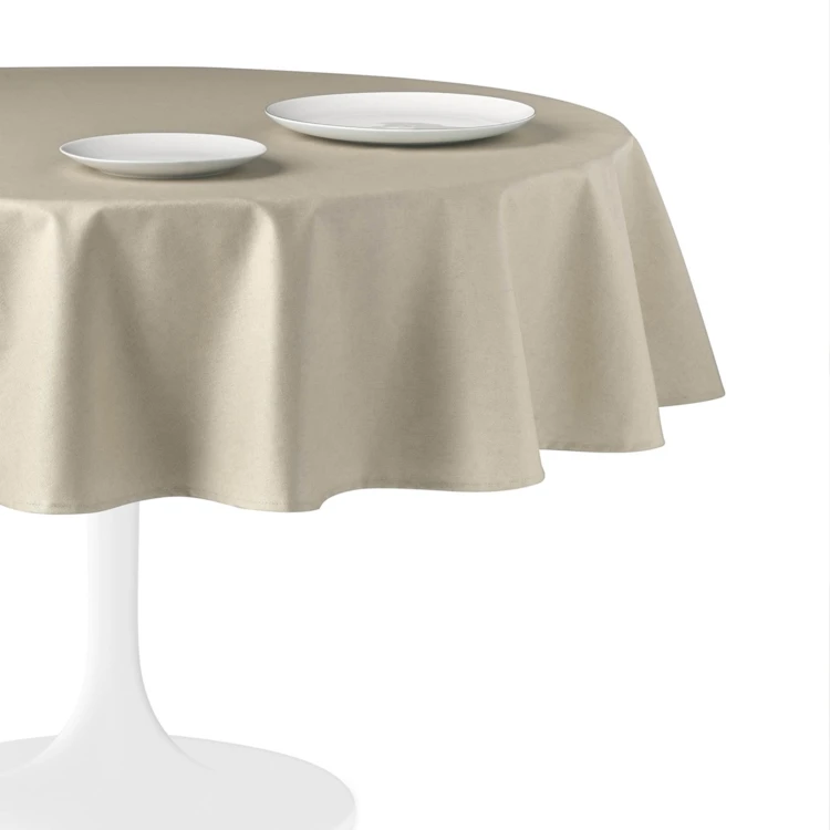Nappe ronde en lin et coton enduit anti-tache
