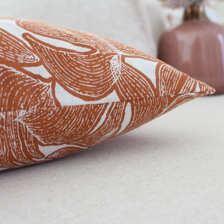 Coussin décoratif déhoussable motif feuillage tropical