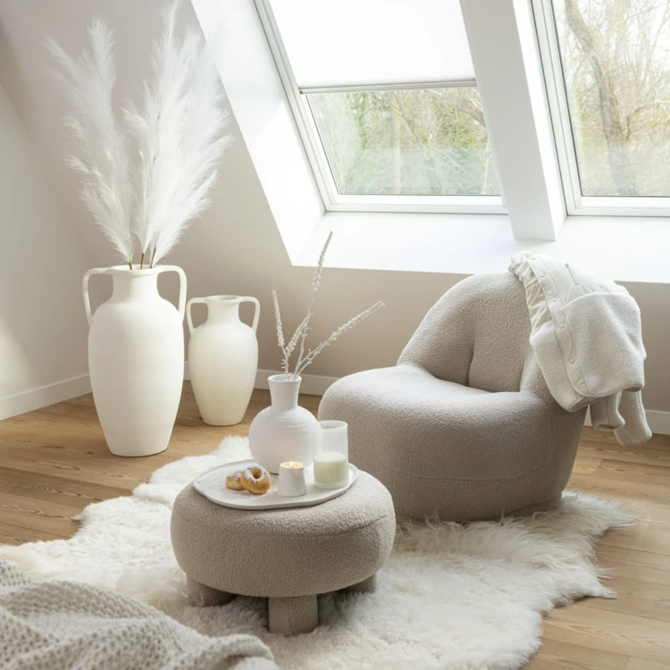 Weicher Sessel aus Samt mit Bouclé-Effekt