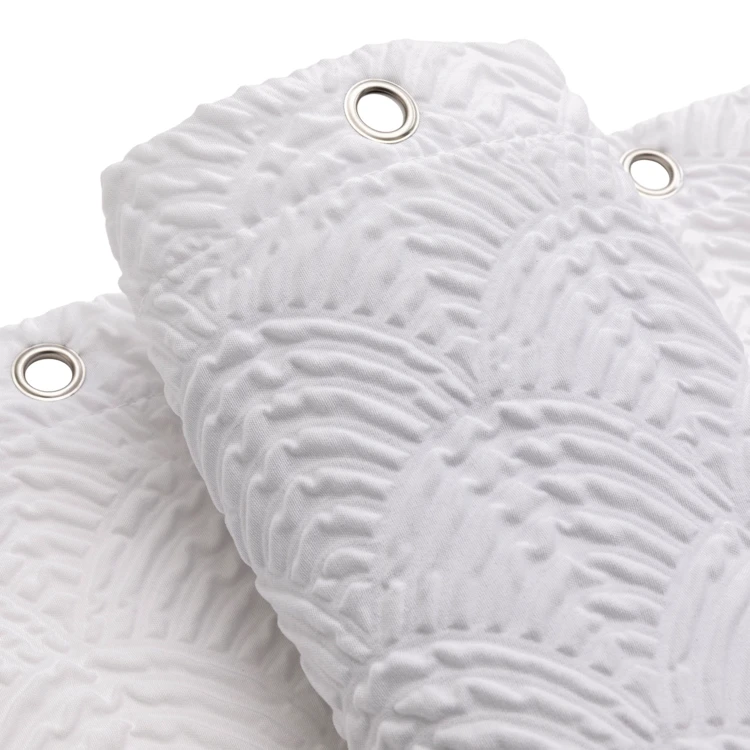 Rideau de douche gaufré en microfibre avec crochets
