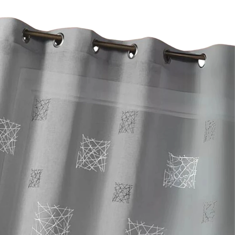 Tenda trasparente ricamata, pronta da appendere, con occhielli