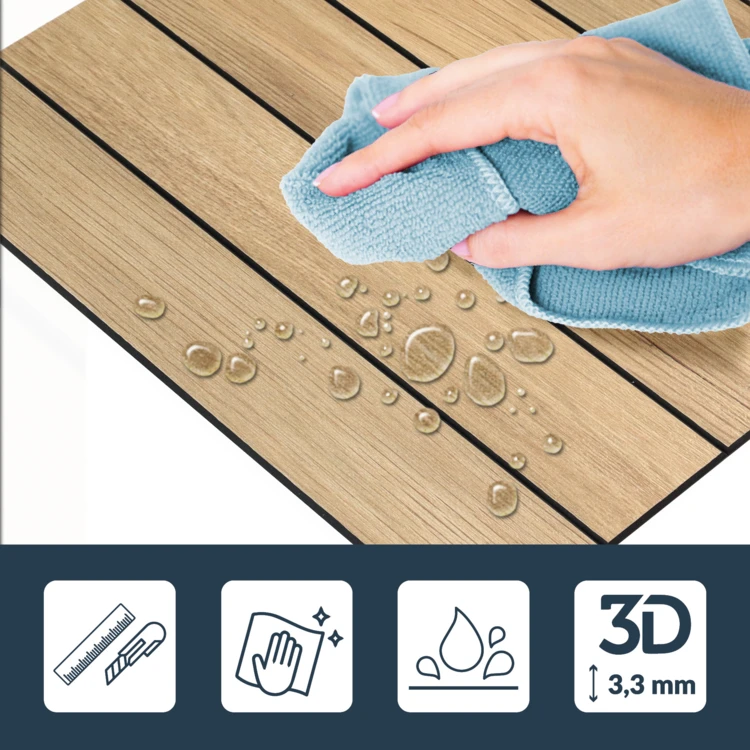 Set van 4 zelfklevende 3D-wandpanelen met houteffect