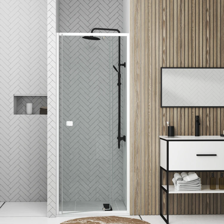 Porte de douche pivotante en verre trempé