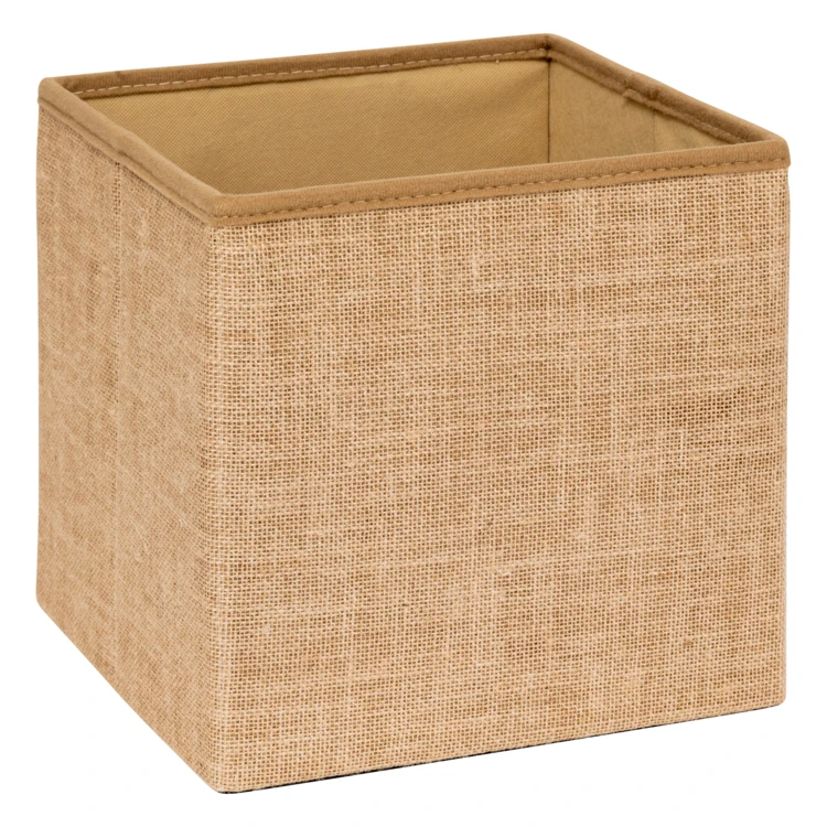 Pouf de rangement pliant toile de jute