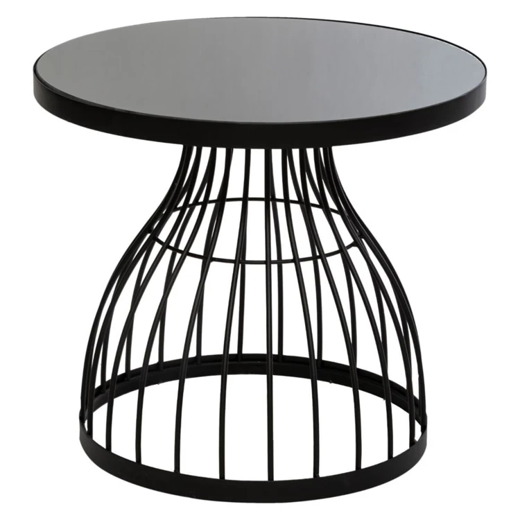 Table café en acier avec plateau rond