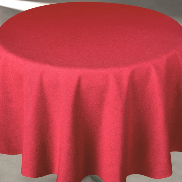 Mantel impermeable antimanchas efecto lino para mesa redonda