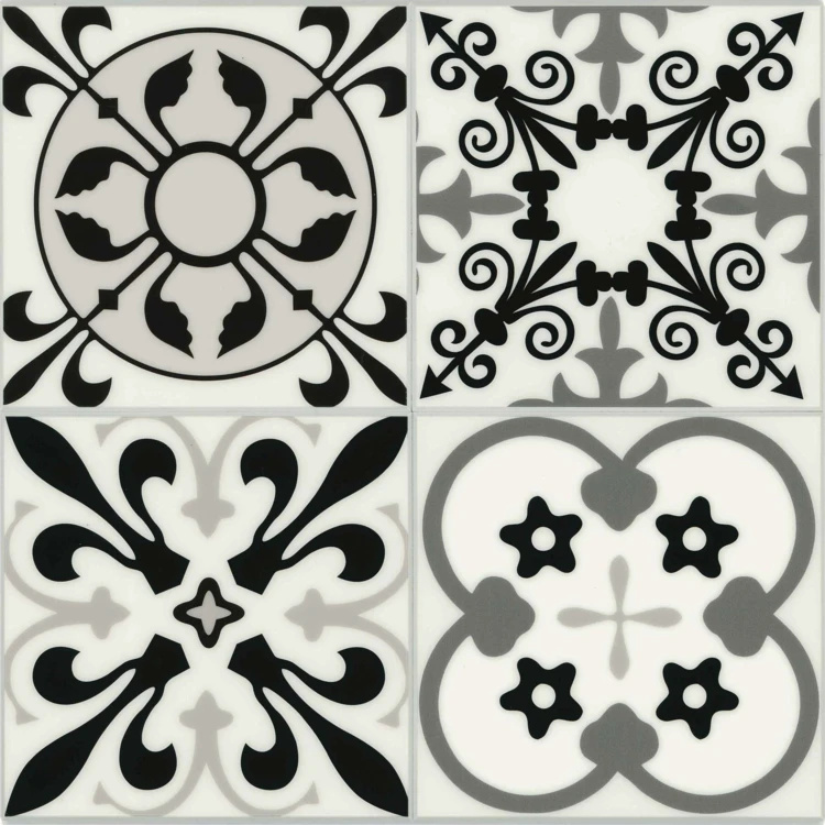 Lot de 4 crédences adhésives murales 3D motifs carreaux de ciment