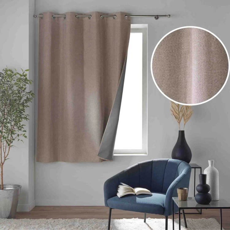 Rideau court occultant à œillets en chambray uni