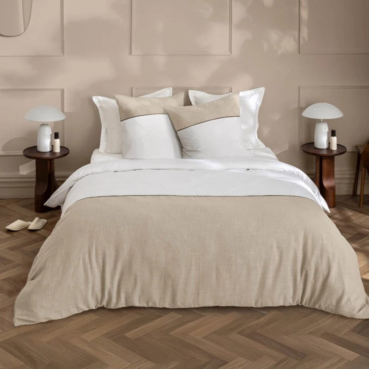 Conjunto de roupa de cama em tecido de algodão liso e bicolor