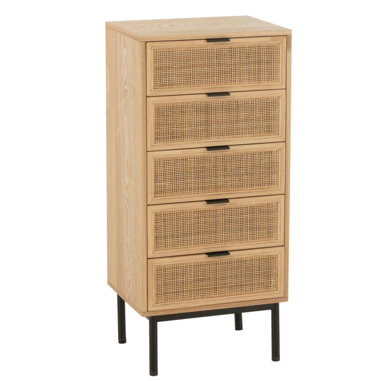 Hohe Holzkommode mit 5 Schubladen