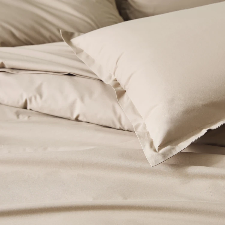 Drap plat piqué uni en percale de coton