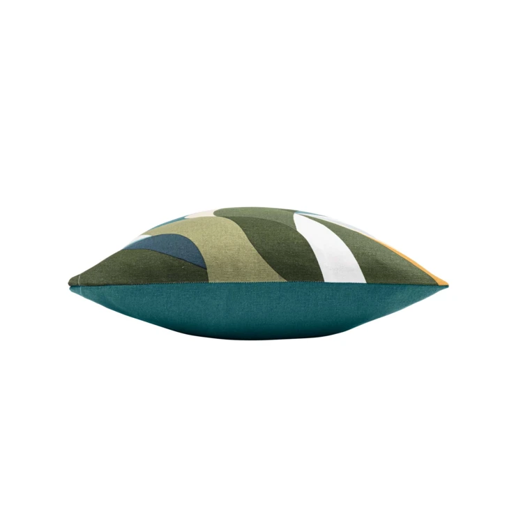Coussin polycoton motif feuilles graphiques