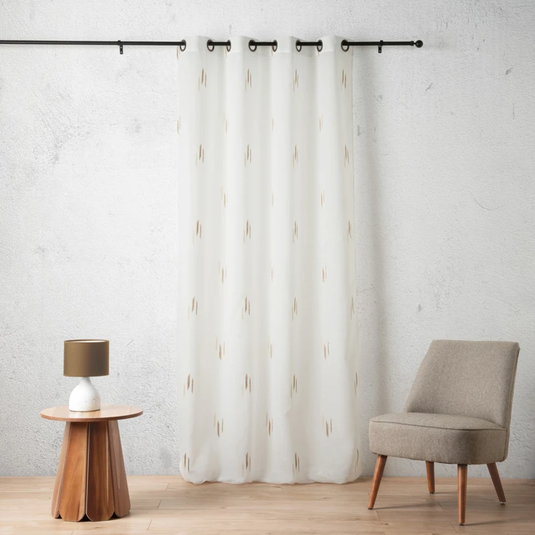Voilage texturé motif fil coupé esprit ikat