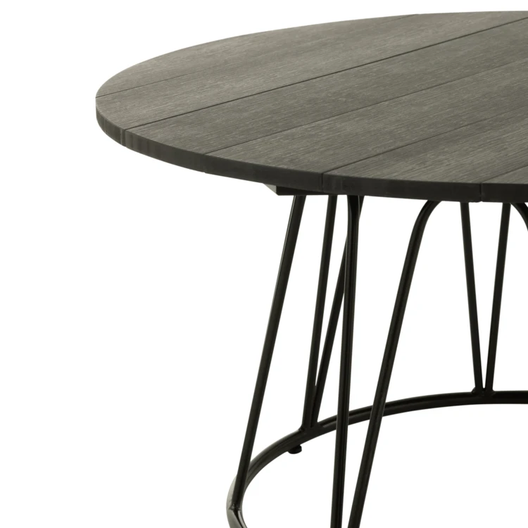 Table basse ronde effet bois et fer