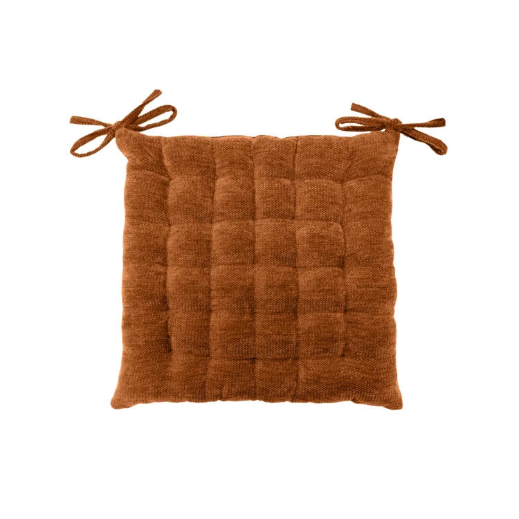 Almofada de cadeira acolchoada em veludo chenille com laços