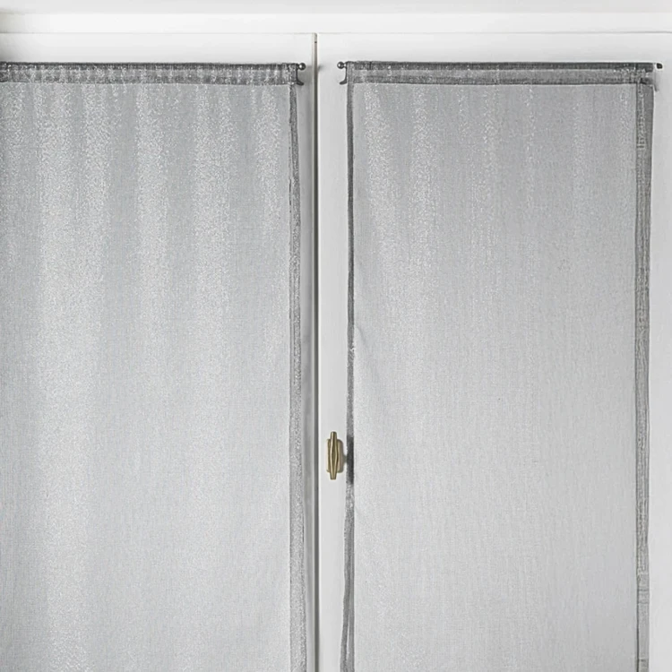 Par de visillos para ventanas con efecto de malla y hilos de lurex