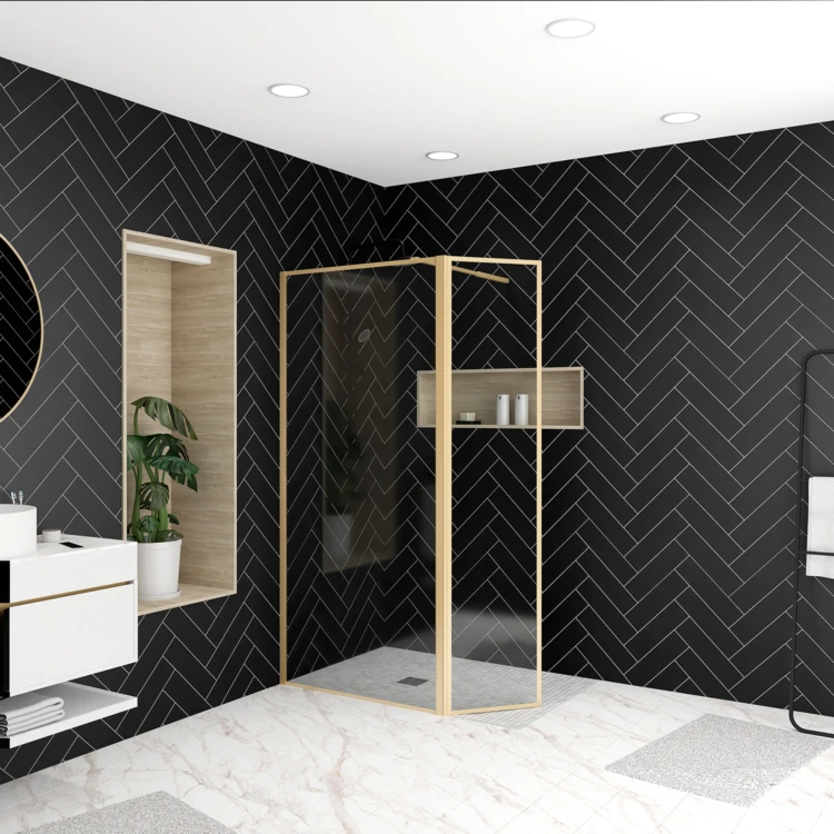 Paroi de douche à l’italienne avec volet pivotant en verre trempé 5 mm