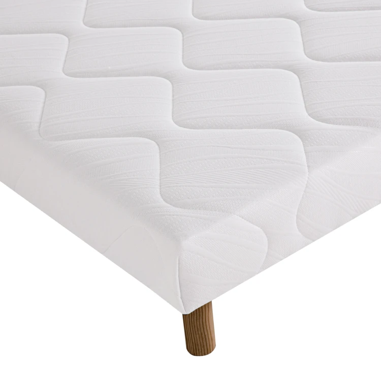 Somier tapizado de madera maciza blanca con patas