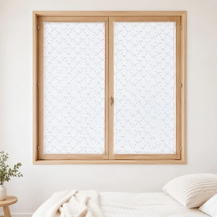 Par de cortinas ligeras con motivos de puntitos
