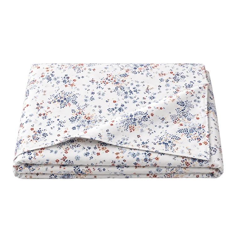 Drap plat satin de coton 110 fils motif floral