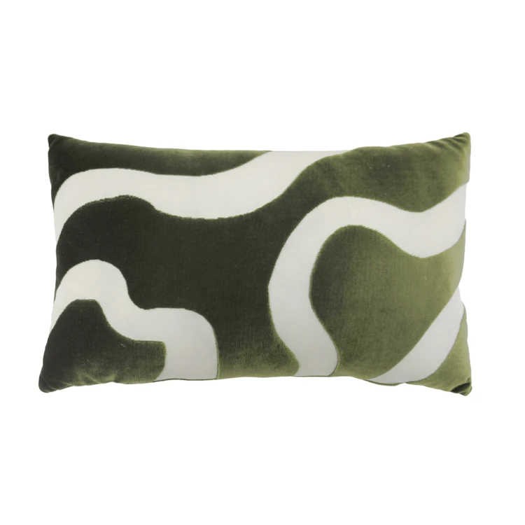 Coussin rectangulaire en velours à motif abstrait