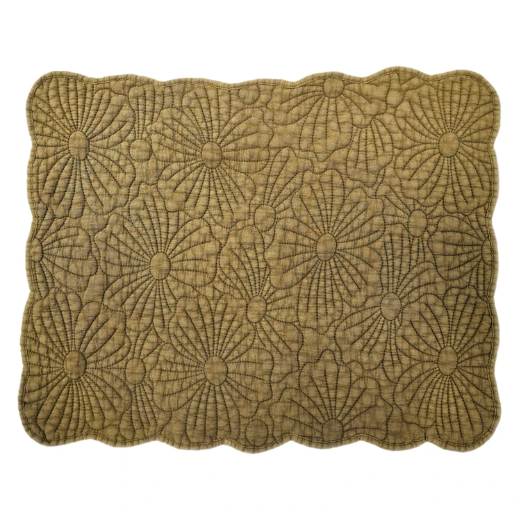 Set de table rectangulaire matelassé avec motif fleurs brodé