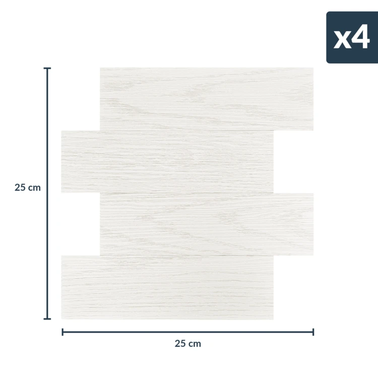 Set van 4 zelfklevende 3D-wandpanelen met houteffect