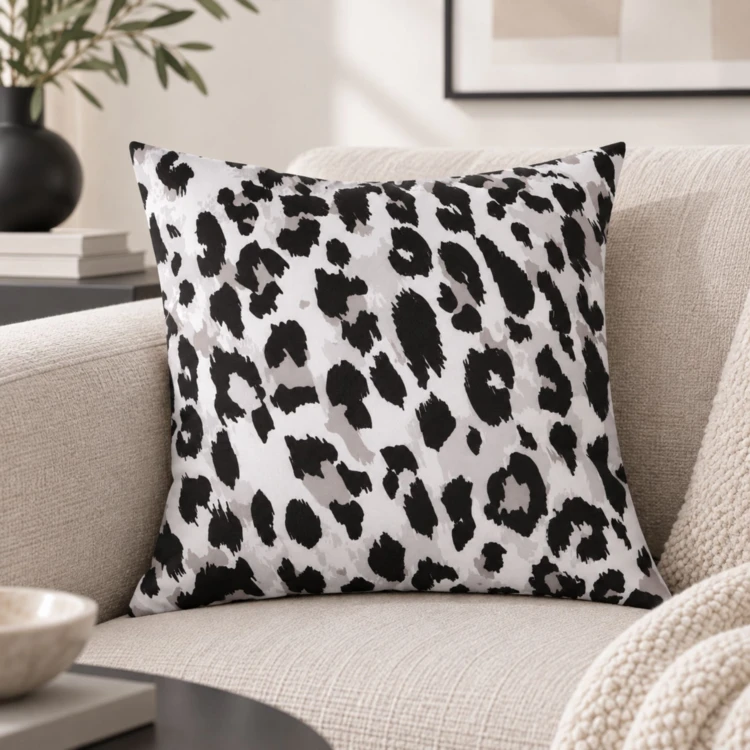 Coussin motif léopard