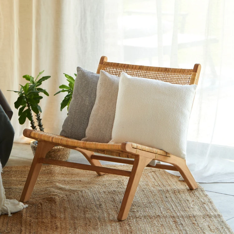 Sillón de teca y ratán