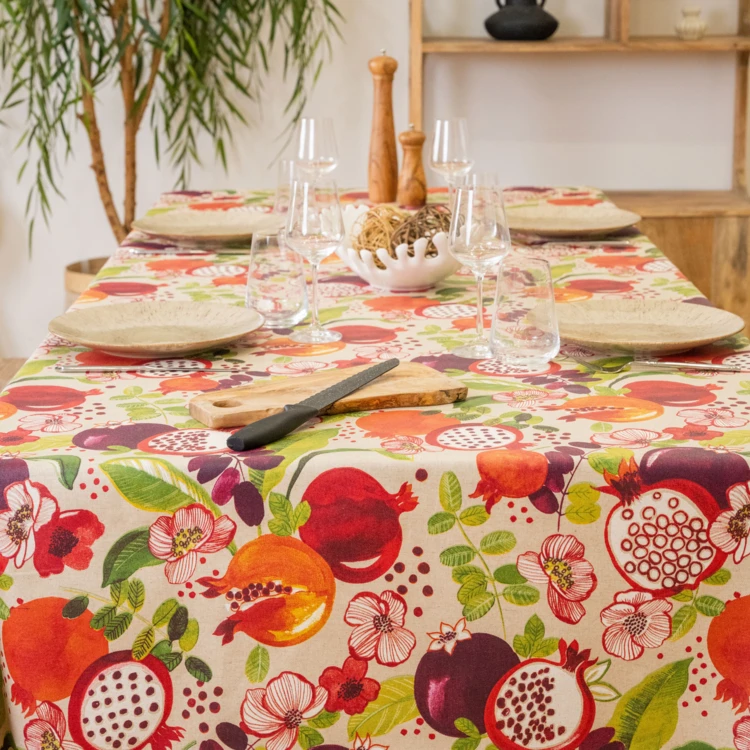 Nappe rectangle enduite motif fruits