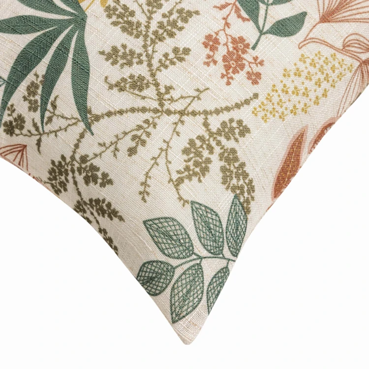 Coussin polylin imprimé feuillages