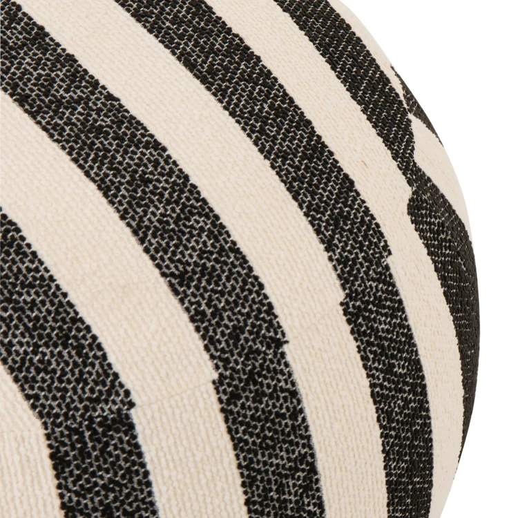 Pouf rond en tissu rayé