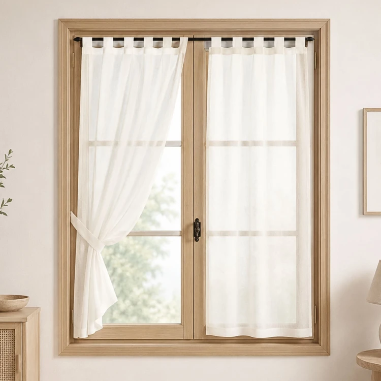 Par de cortinas transparentes lisas e leves