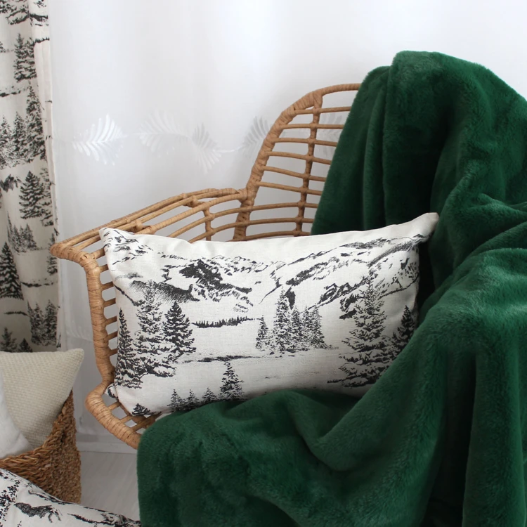 Coussin décoratif déhoussable style montagne