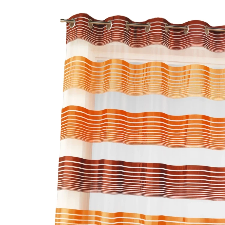Organza-Vorhang mit feinen, farbigen Querstreifen