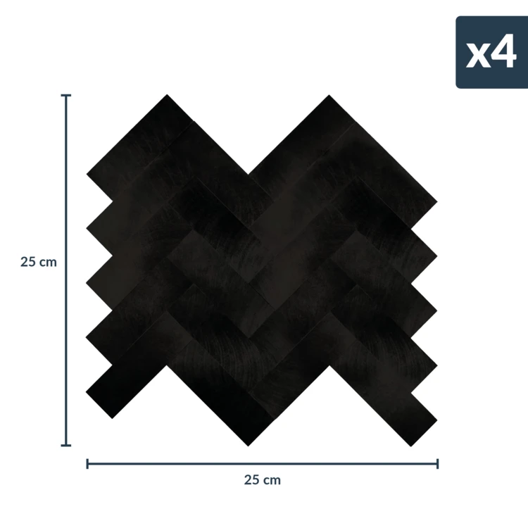Lot de 4 crédences adhésives murales 3D effet chevron