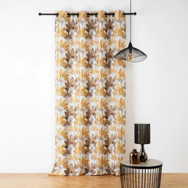 Rideau à oeillets jacquard motif végétal