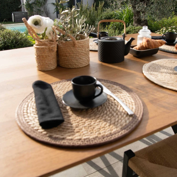 Set de table rond en jute rigide tressée