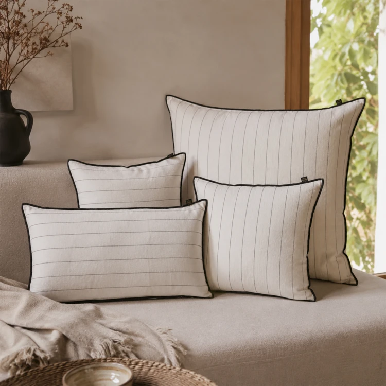 Housse de coussin rayé en lin CALVI HAOMY