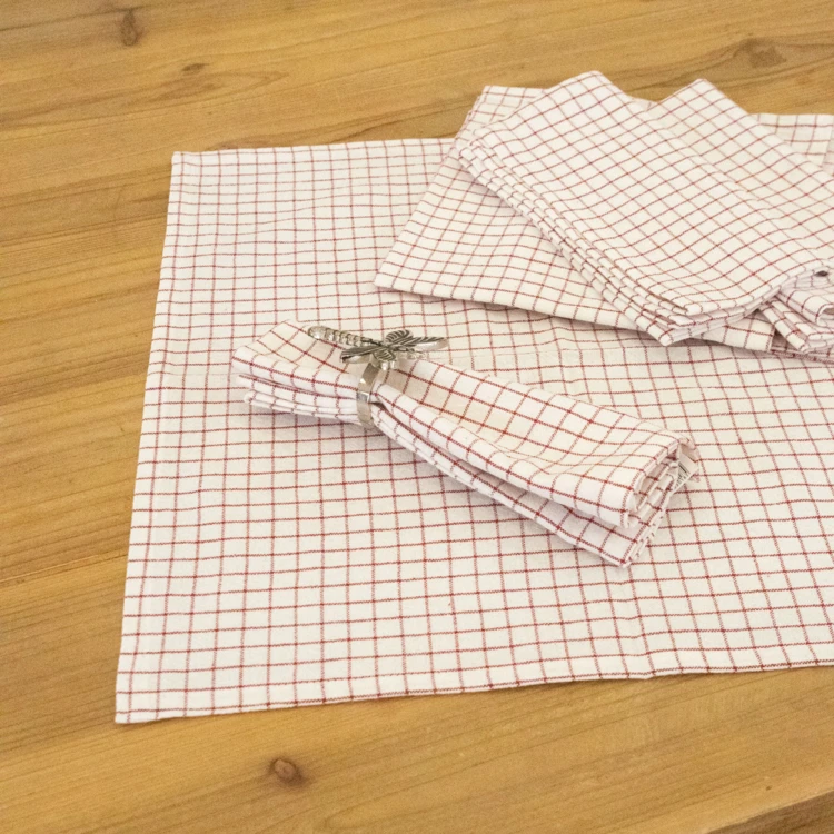Serviette de table à carreaux en coton