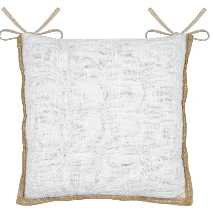 Galette de chaise matelassée poly-coton et jute