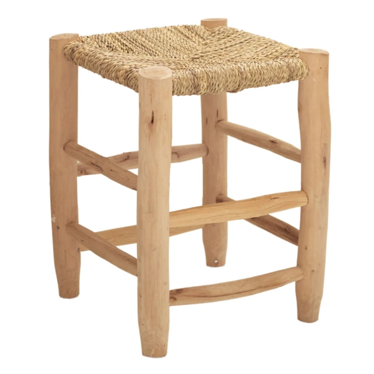 Taburete marroquí de madera de laurel