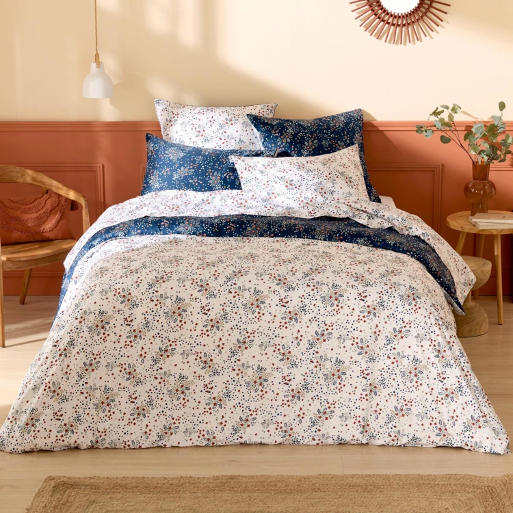 2-delige bedlinnenset, gebloemd satijn katoen 110 thread-count, overtrek en kussensloop