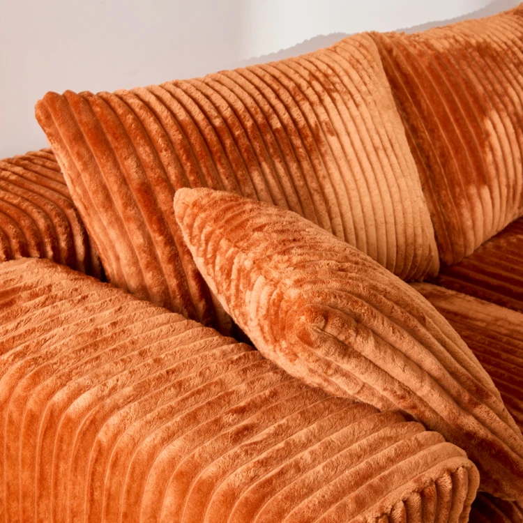 3-Sitzer-Ecksofa aus geripptem Stoff