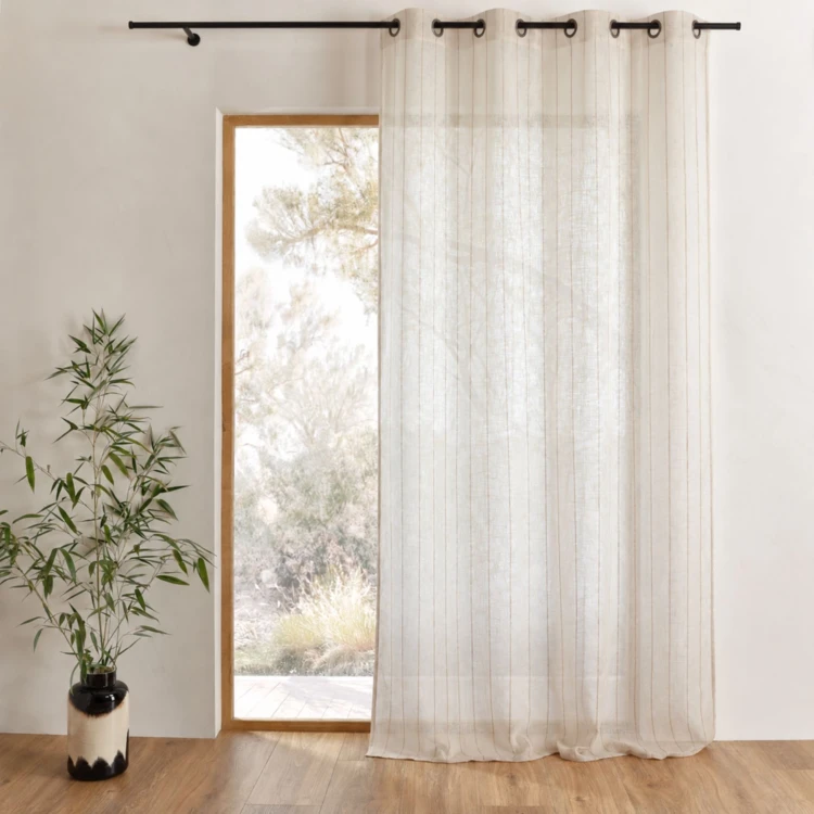 Rideau 100% coton à rayures beige LOURMARIN