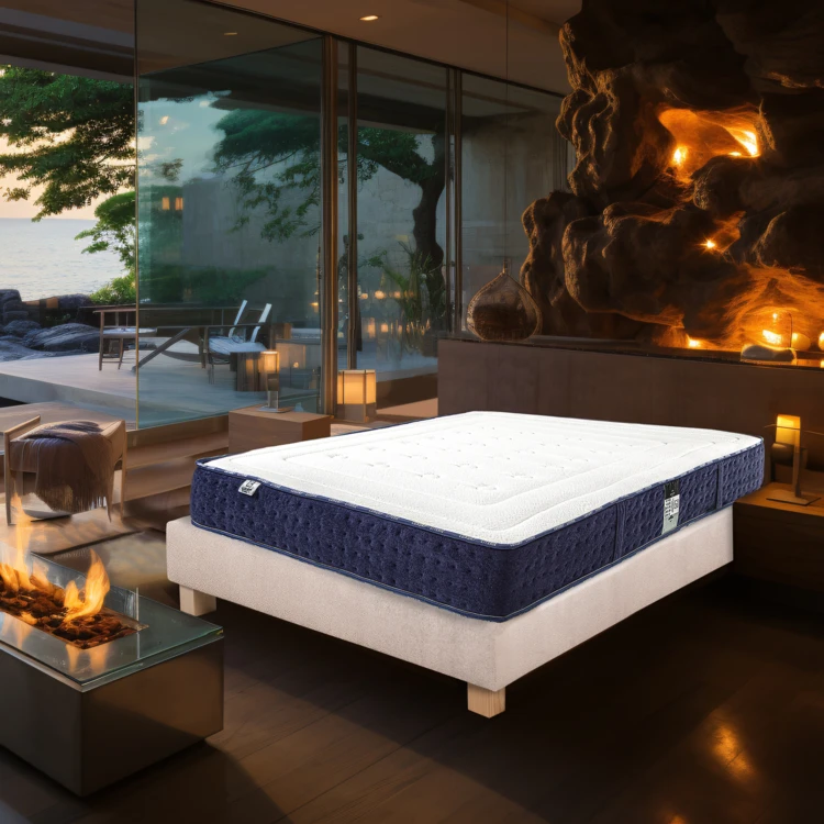 Ensemble matelas mousse 24 cm et sommier beige