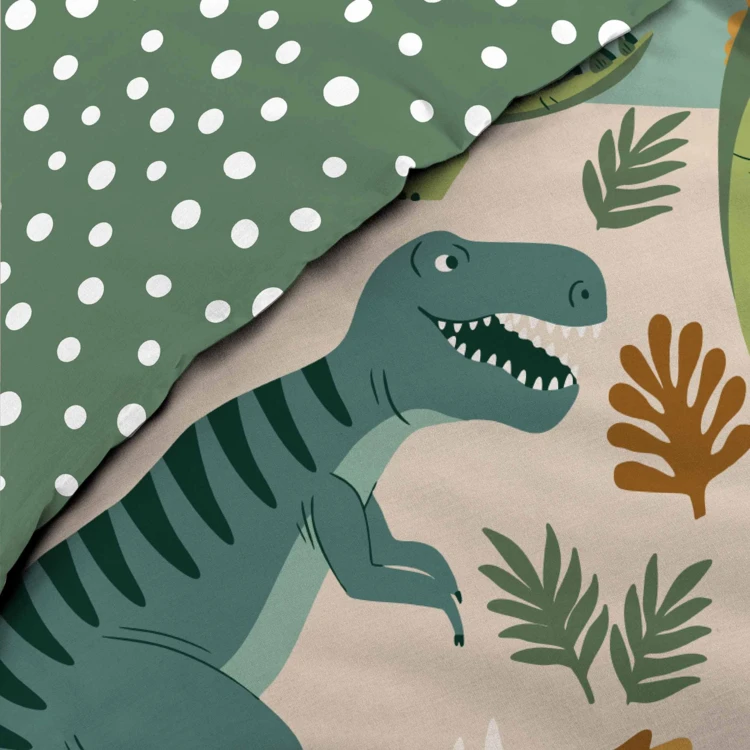 Conjunto de cama infantil de 2 peças, 100 % algodão, com estampado de dinossauros: colcha + fronha