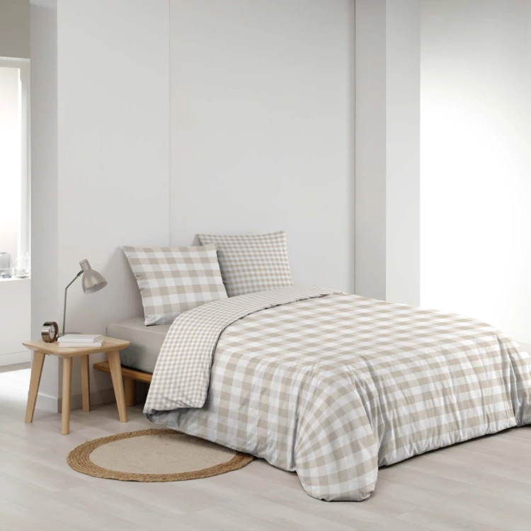 Juego de cama de 3 piezas de algodón a cuadros funda + fundas de almohada