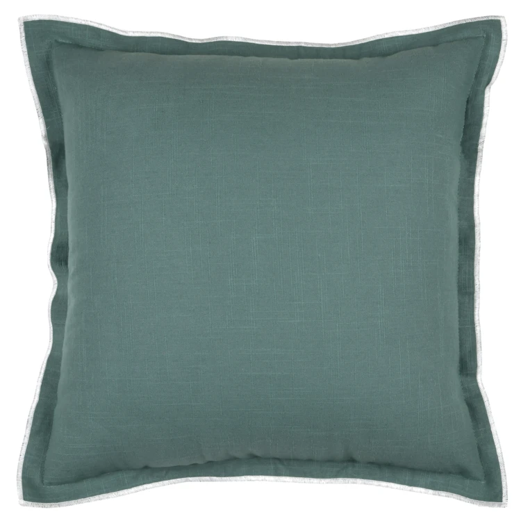 Coussin coton volant plat feston noir