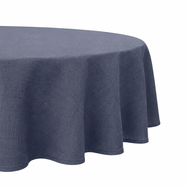 Nappe ronde en polycoton enduit anti-tache unie